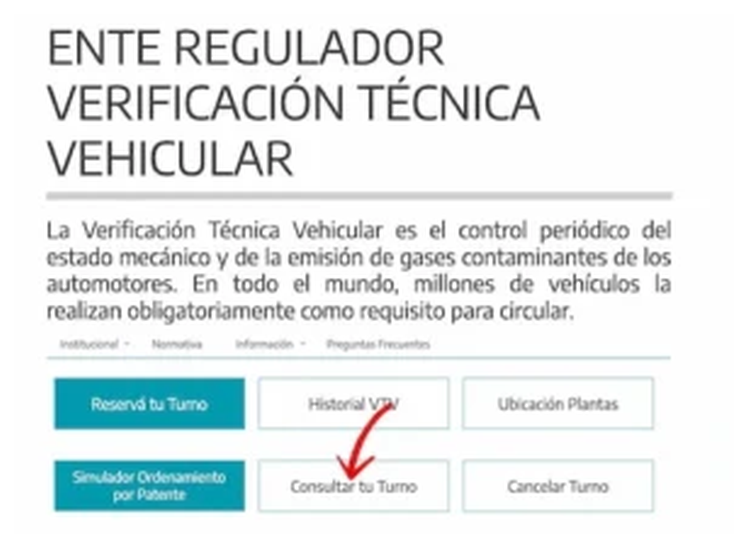 Paso 1 para consultar o cambiar el turno de la VTV en Avellaneda