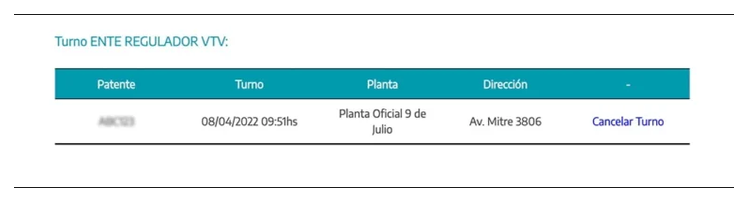 Paso 3 para consultar o cambiar el turno de la VTV en Avellaneda
